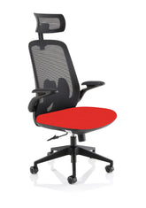 Sigma Executive Mesh Back Office Chair Bespoke Fabric Seat Bergamot Cherry With Folding Arms - KCUP2024 DD